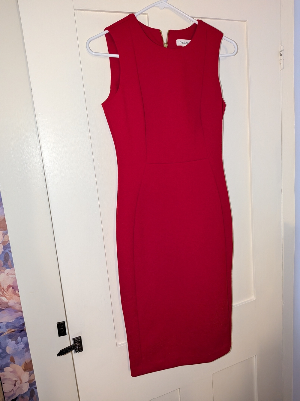 Calvin Klein Bold Red Midi Sheath Dress